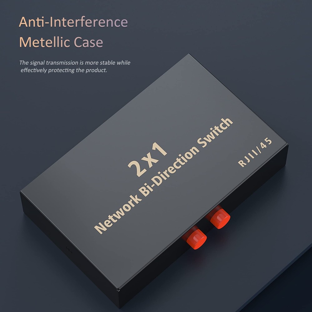 RJ45 Network Switch Selector 2x1 Ethernet Splitter Black