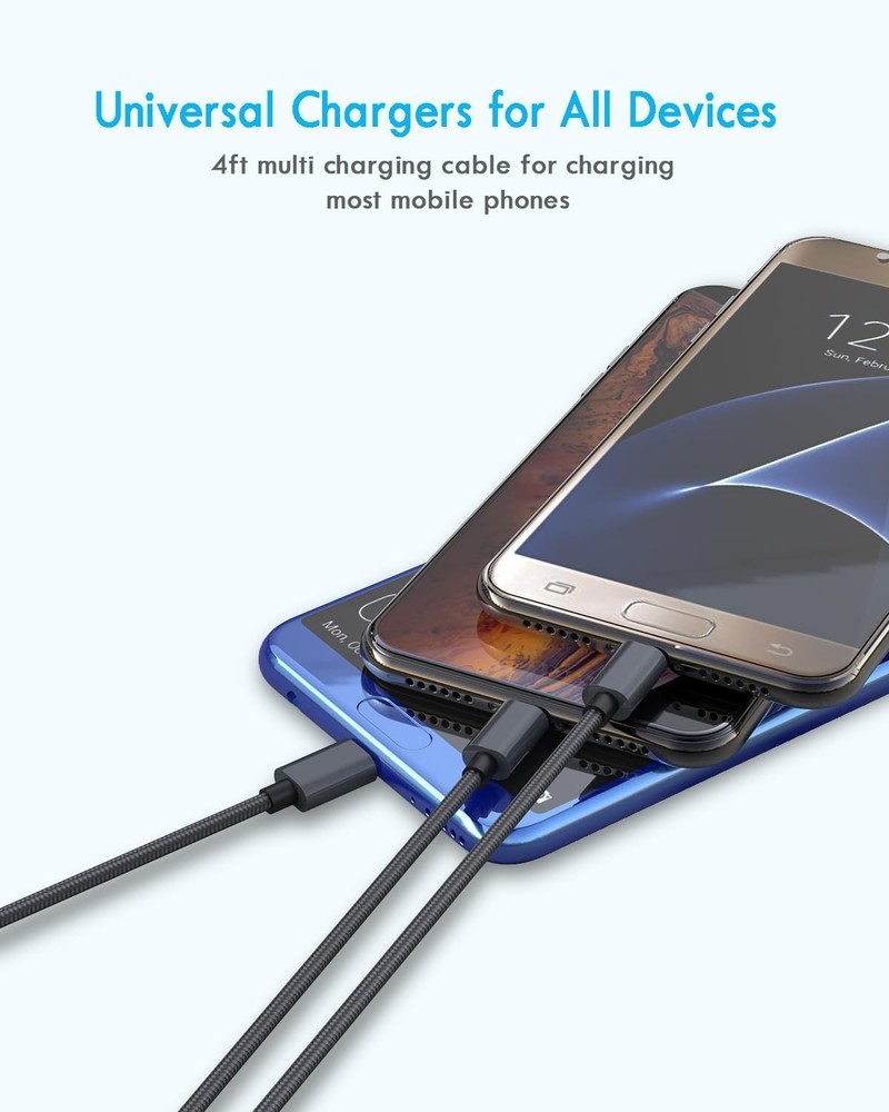 Multi Charging Cable 5 in 1, 2PCS 4FT USB C/A Charger to...