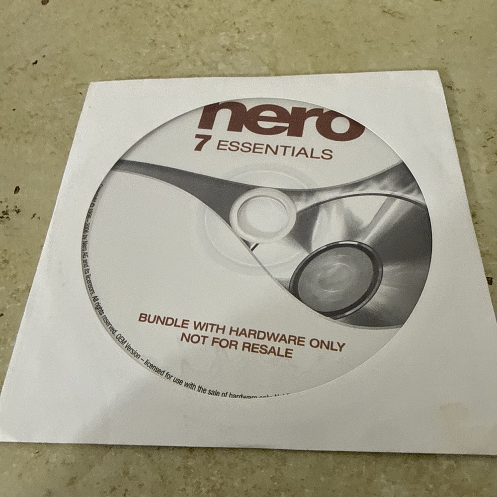 Nero Essentials 7 CD DVD Authoring Burning Software OEM Installation CD