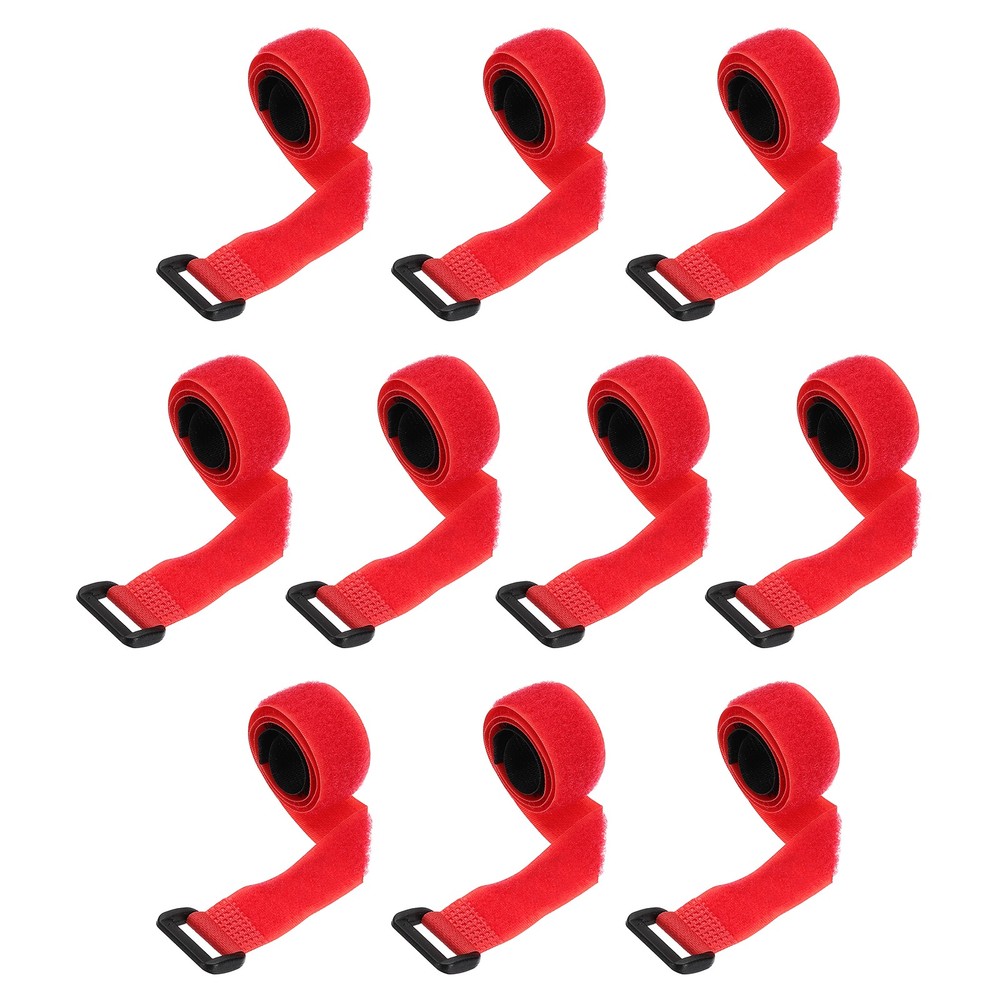 10pcs Reusable Cinch Straps 0.8"x18" Hook and Loop Cable Securing Straps, Red