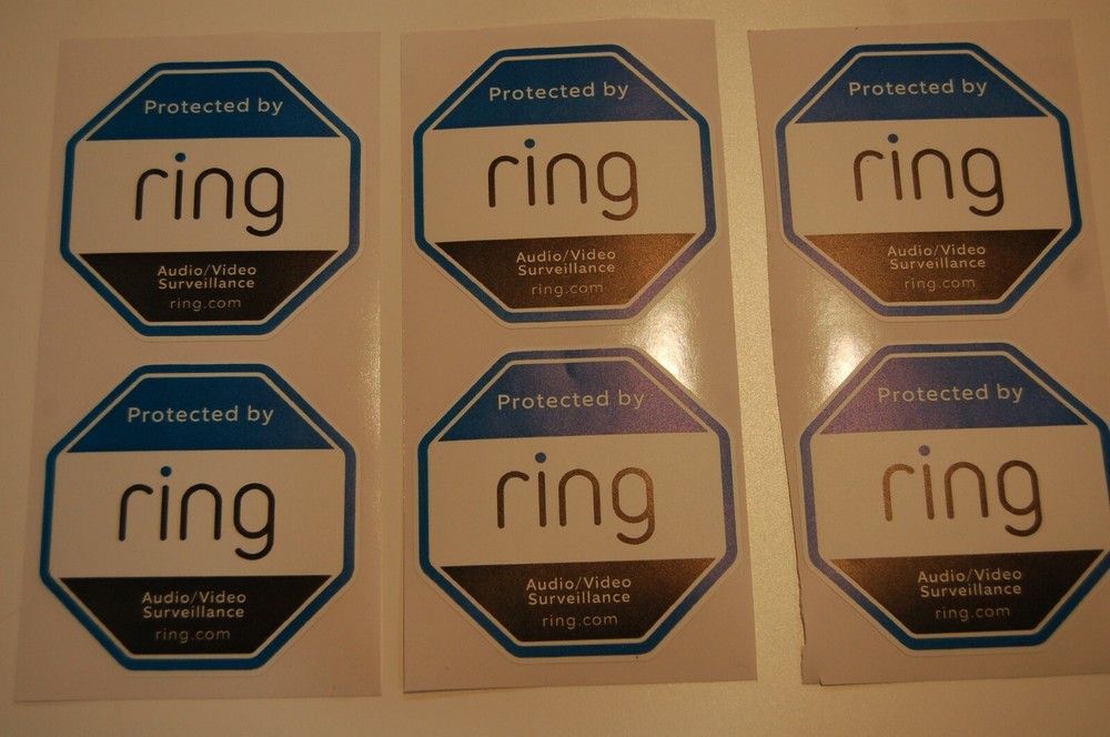 WARNING, Ring Doorbell ALERT SECURITY SURVEILLANCE STICKER video camera