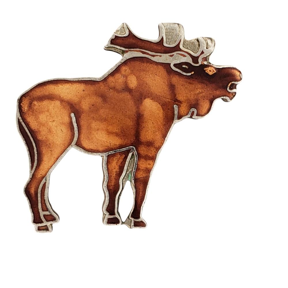 Bull Moose Brown Enamel Lapel Hat Pin