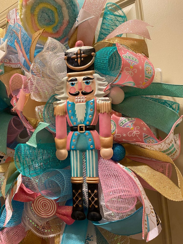 Nutcracker Christmas wreath,Nutcracker Christmas decor,Christmas Candy wreath