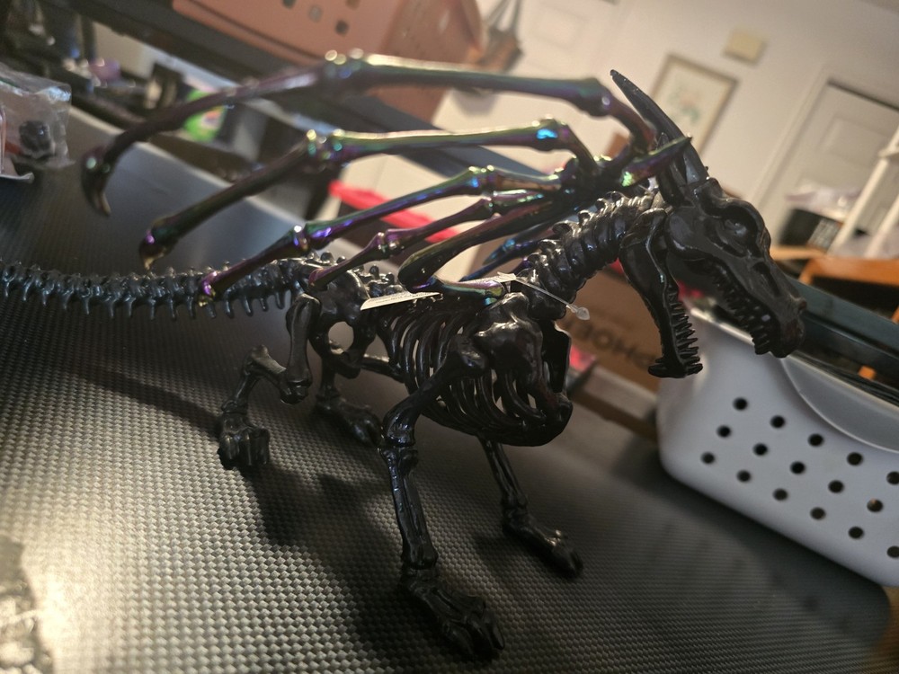 Black Dragon Skeleton With Adjustable Tail