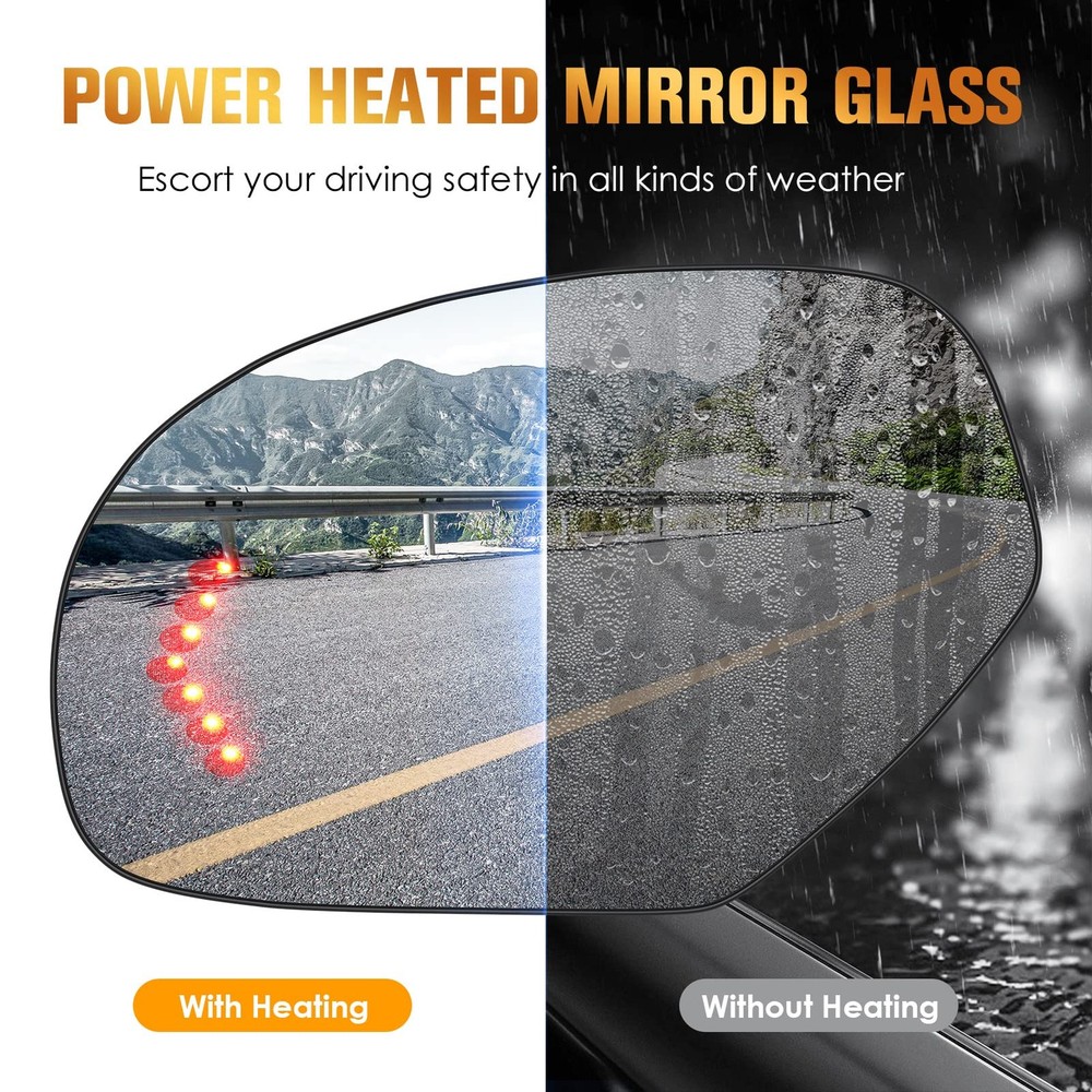 Driver Left Side Heated Mirror Glass Fits for Side, clear