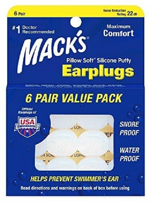 Soft Silicone Earplugs - 6 Pair, Value Pack–The Original Moldable ,Mack'S Pillow