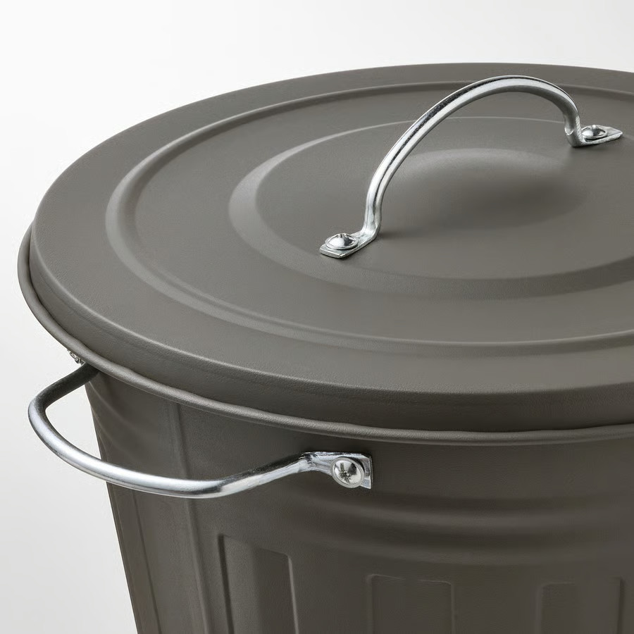 IKEA KNODD Bin with lid, gray, 4 gallon