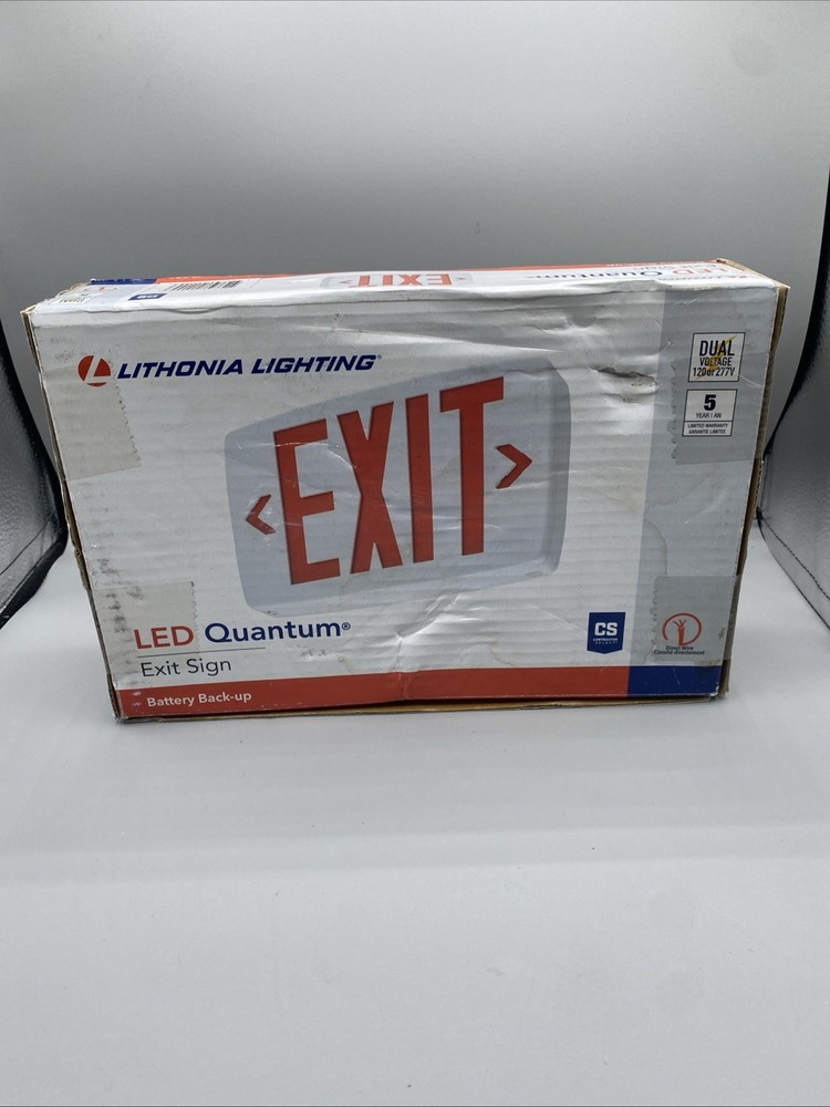 Lithonia Lighting LED Exit Sign Stencil-Faced White Housing Red Letters Sealed