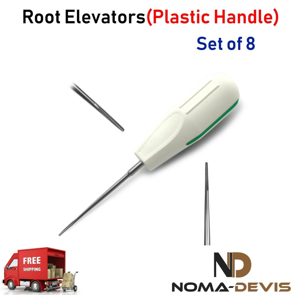 Surgical Root Elevators Tooth Extraction PDL Periotome Plastic Handle Set of 8