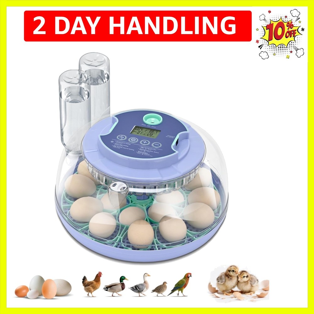 18 Egg Incubator for Hatching Chicks, Automatic Egg Turner Holds 18 Eggs, Sma...