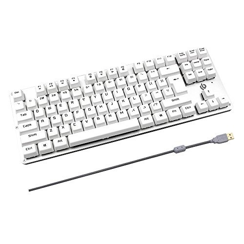 (White) Gaming Mechanical Keyboard 87-Key | Blue Switch, Wired, Aluminum Frame