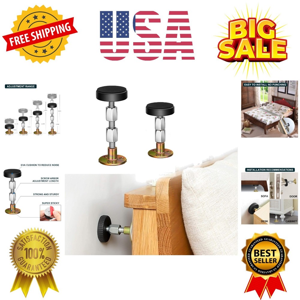 Headboard Stoppers for Wall, Adjustable Iron Bed Frame Anti-Shake Tool, Easy ...