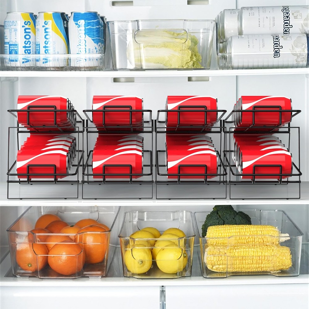 MOOACE 4 Pack Can Dispenser Rack, Can Organizer for Pantry Kitchen Cabinet, C...