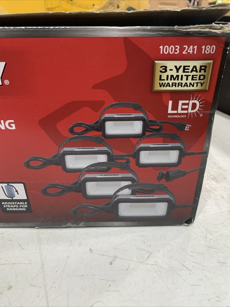 HUSKY 7500-Lumen LED String Light Energy-efficient Work Lights 50 ft. Cord