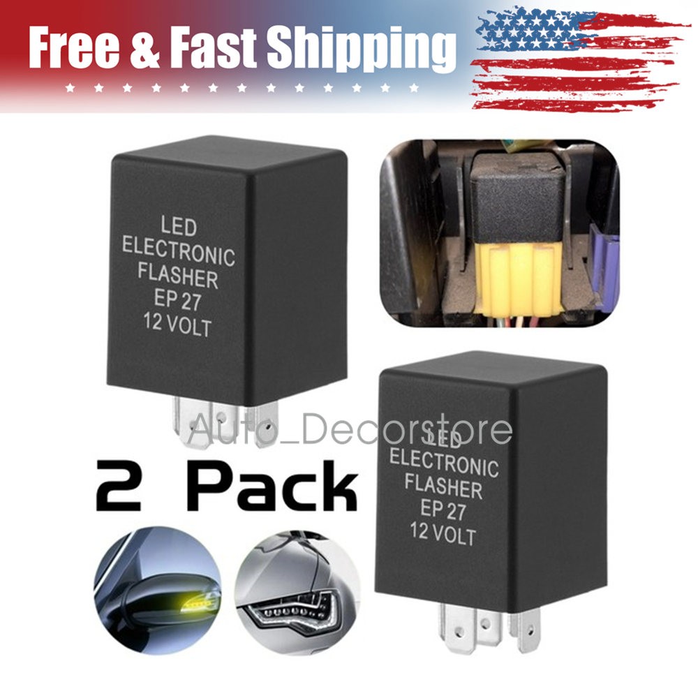 2 PACK 5-Pin LED Flasher Relay Fits EP27 FL27 LED Turn Signal Lamps Hyper Flash