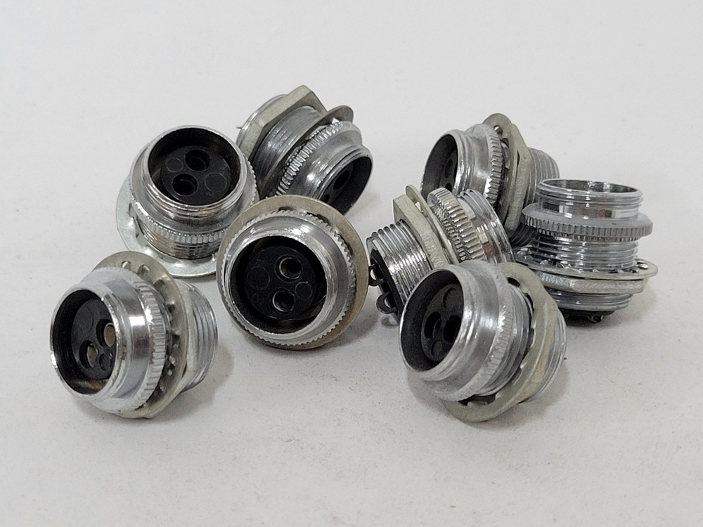 8X AMPHENOL 80-PC2F 2 PIN OFFSET MICROPHONE PANEL JACK - 80PC2F