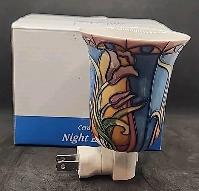 Roman Blue Iris Night Light Porcelain