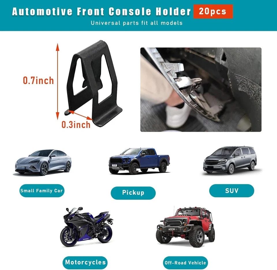 20 PCS Dashboard Trim Clips, Metal Car Front Console Dash Retainer, 20 PCS
