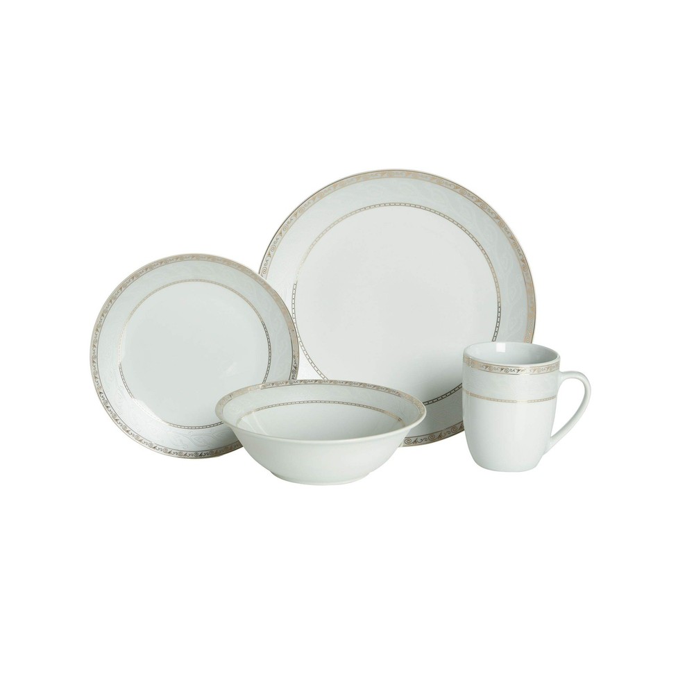 Fitz and Floyd Gold Serif 32-Piece Dinnerware Set, Service For 8, Serif Pattern