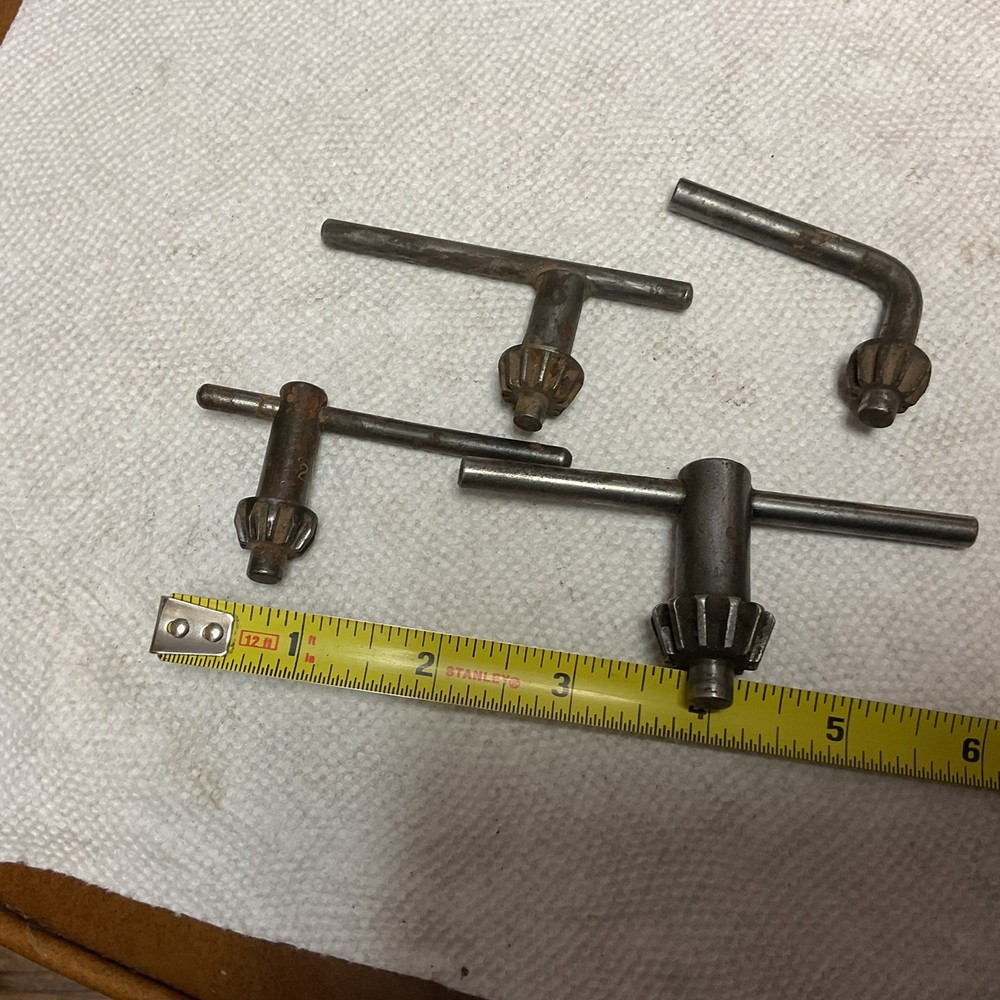 4 Vintage Drill Chuck Keys . 1 Marked.. OK