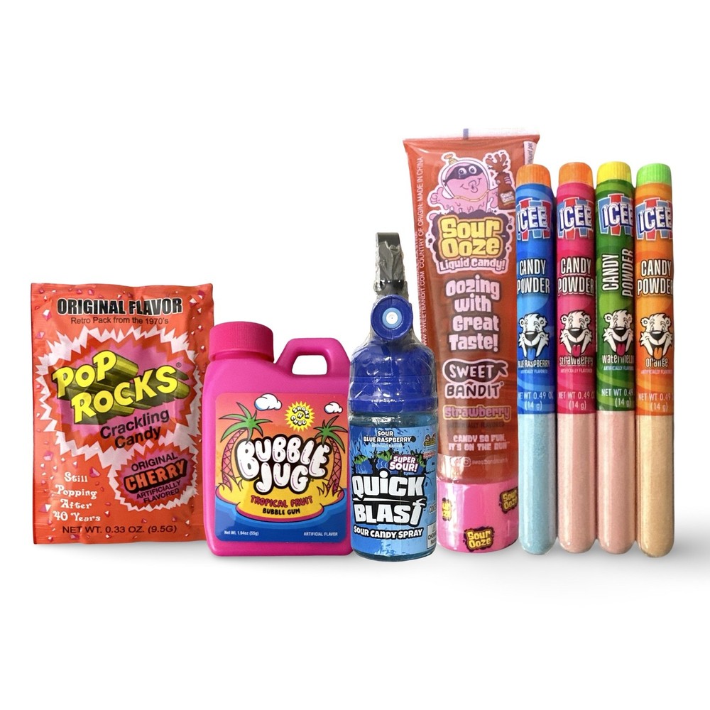 Sour Candy Full Size Sampler 8 Pack  | Sour Ooze, Quick Blast, Bubble Jug, Pop R