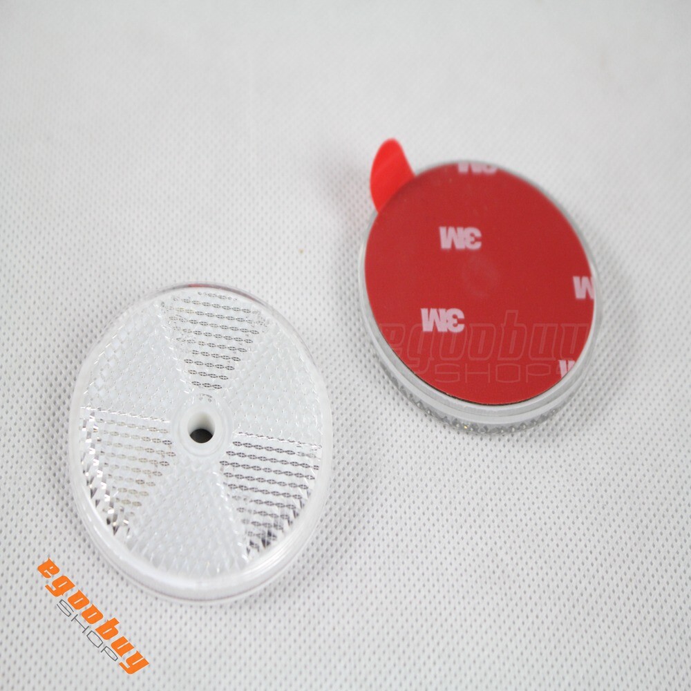 2pcs PMMA Plastic Motorcycle White Reflective Stick-on Warning Stickers ECE/SAE