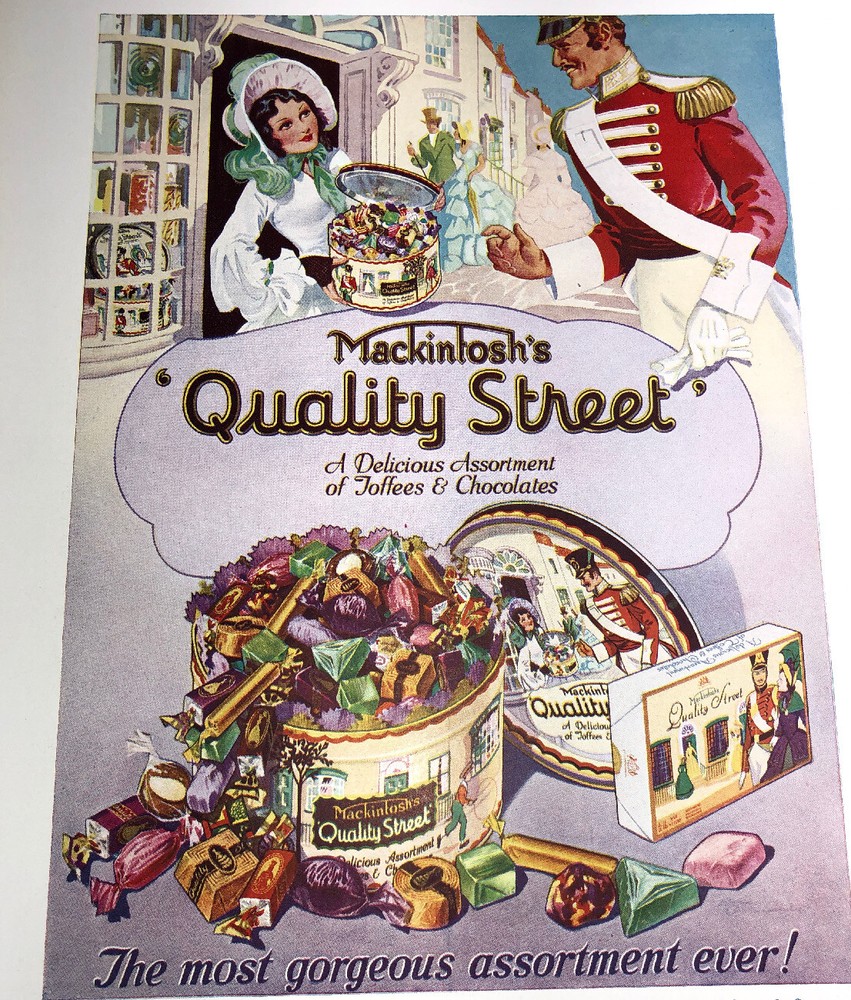 Rare Mackintosh  Chocolates Candy Box Tin Ad Sign Original 1936