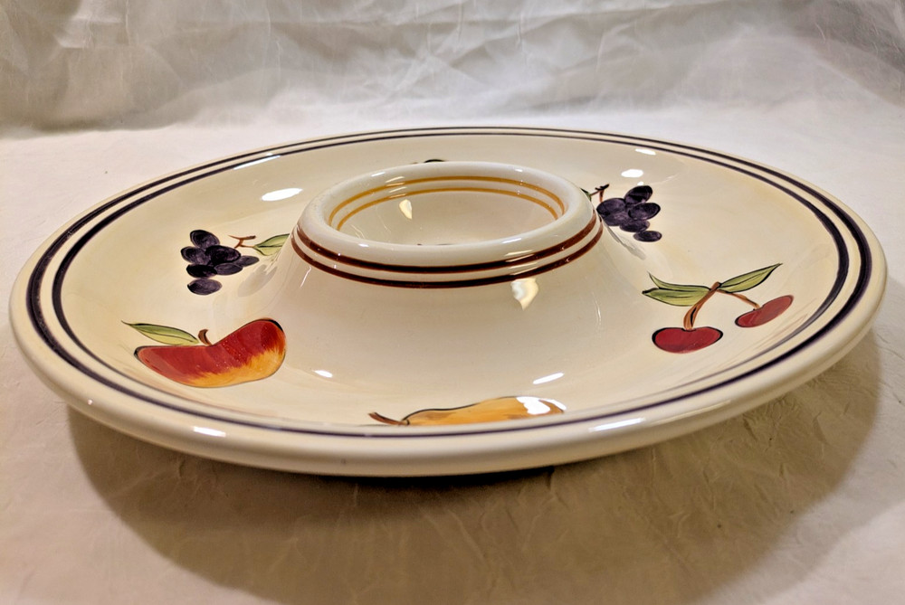 Tabletops Unlimited "Simple Fruit" Ceramic Fruit & Dip Platter Bowl Tray 13"