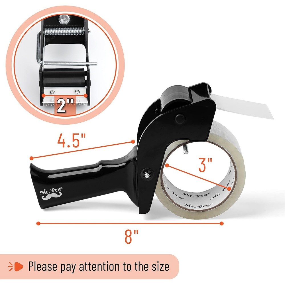 Lightweight Tape Dispenser Gun with Sharp Blade & Easy Loading - 1 Pack Included