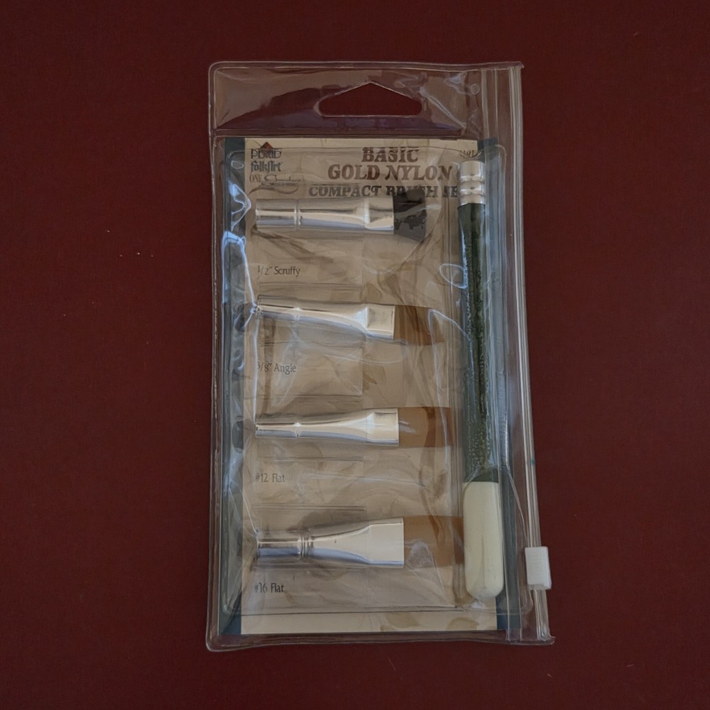 Plaid Folk Art One Stroke - Basic Gold Nylon Compact Brush Set