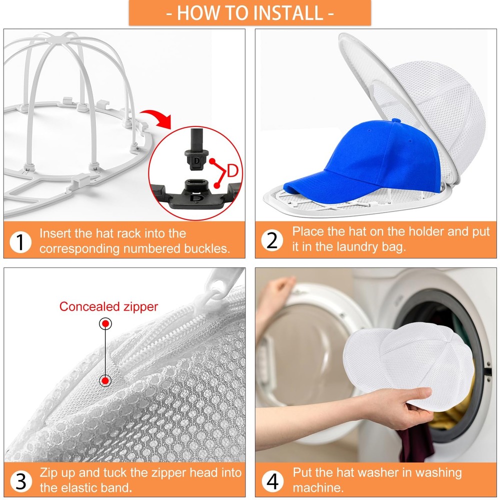 2-Pack Hat Washer Cage for Baseball Caps Compatible with Washer & Dishwasher