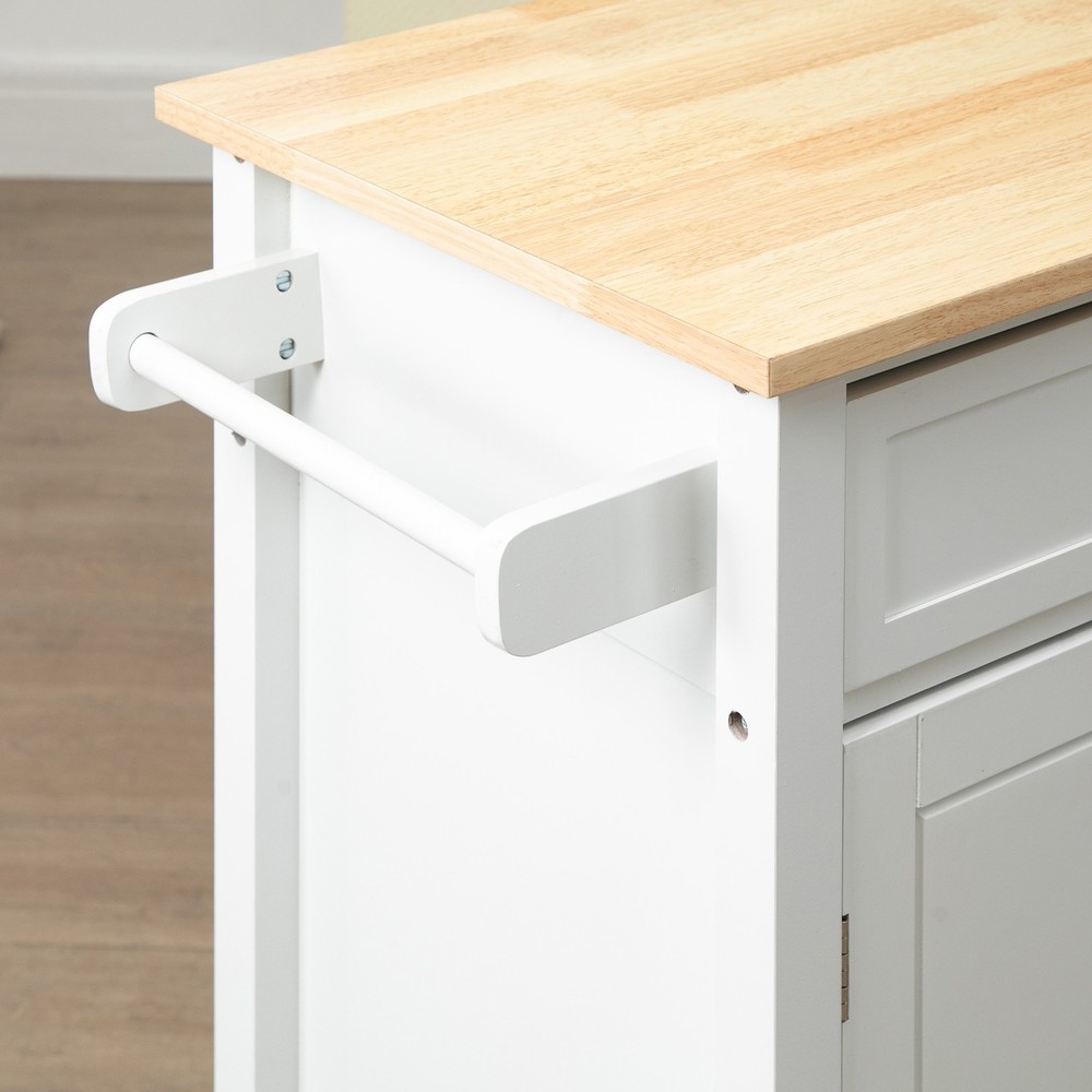 Kitchen Island Cart, Rolling Kitchen Island with Storage, Solid Wood Top, Draw