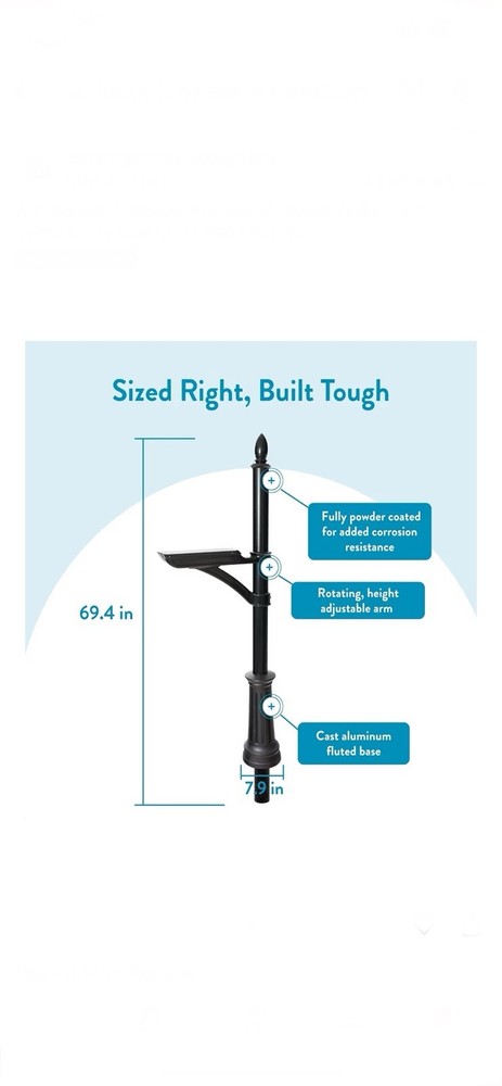 Architectural Mailboxes Hamilton Black In-Ground Steel Mailbox Post