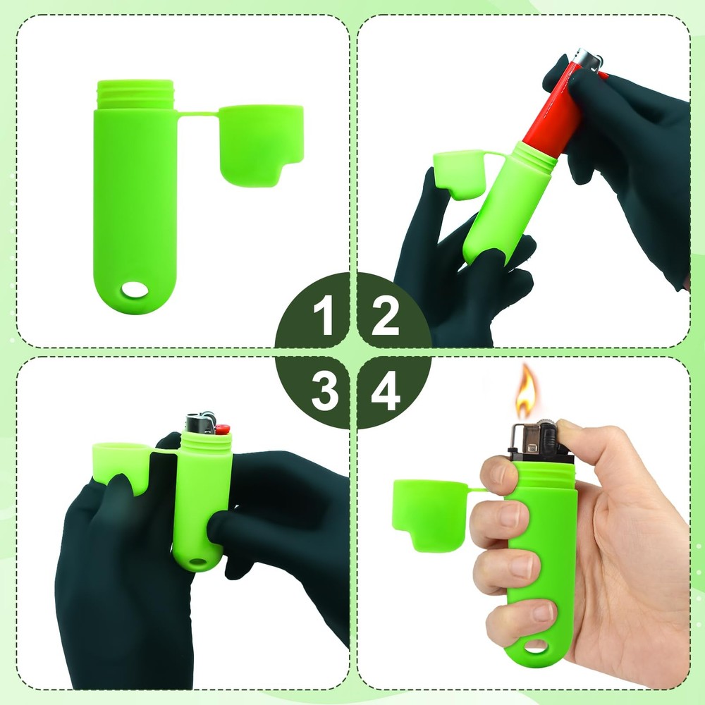 2pcs Waterproof Lighter Case Cover Holder for BIC, Lighters Light Green