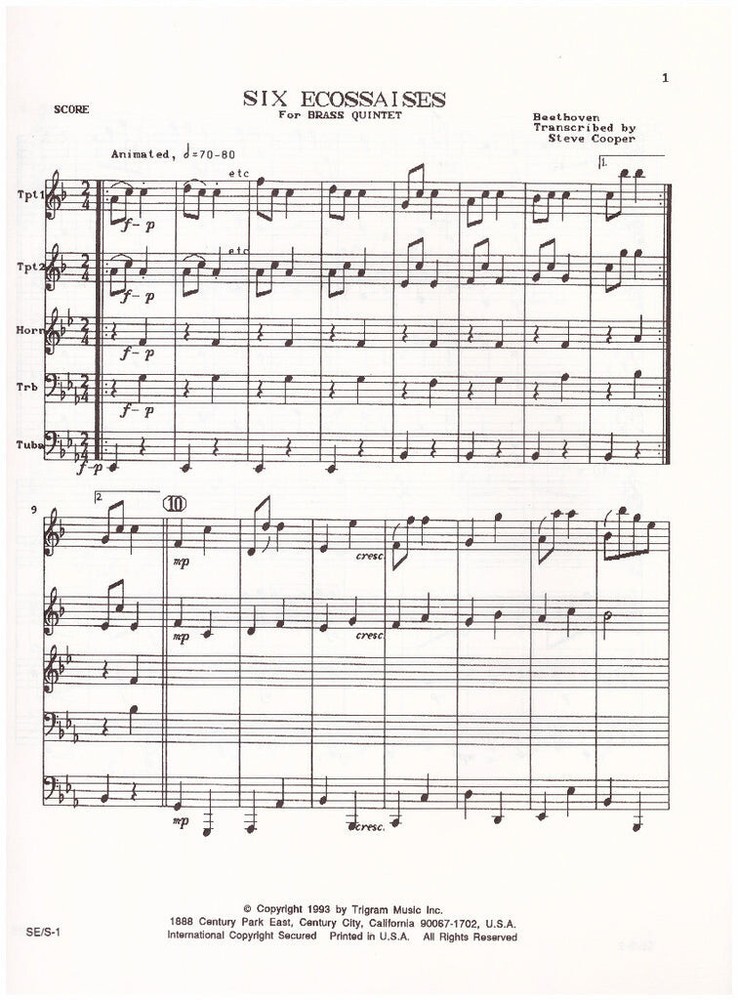 Brass Quintet, The Classics Sheet Music Bundle #2