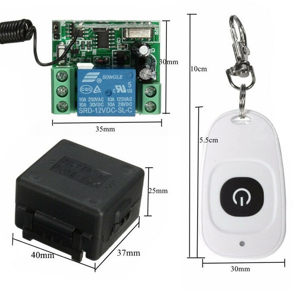 12V Relay/1CH Wireless RF Garage Door Remote Control Switch Receiver Transmitter