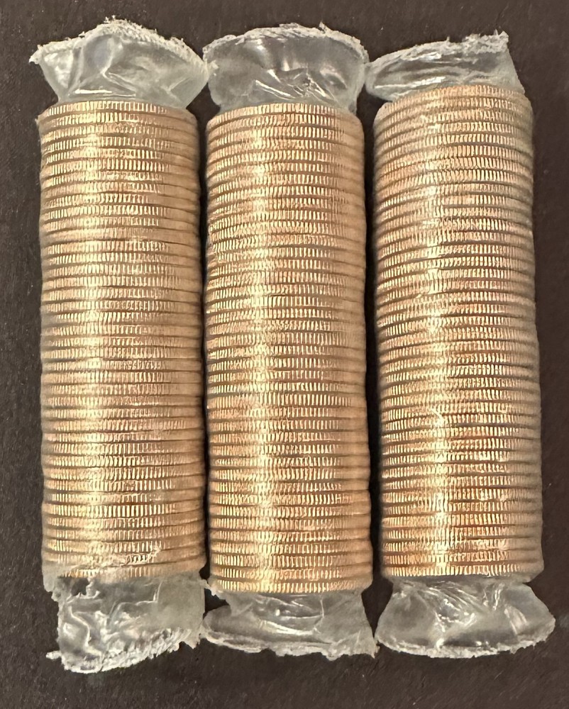 THREE Plastic Bank Wrapped Quarter Rolls Virginia Errors(?)