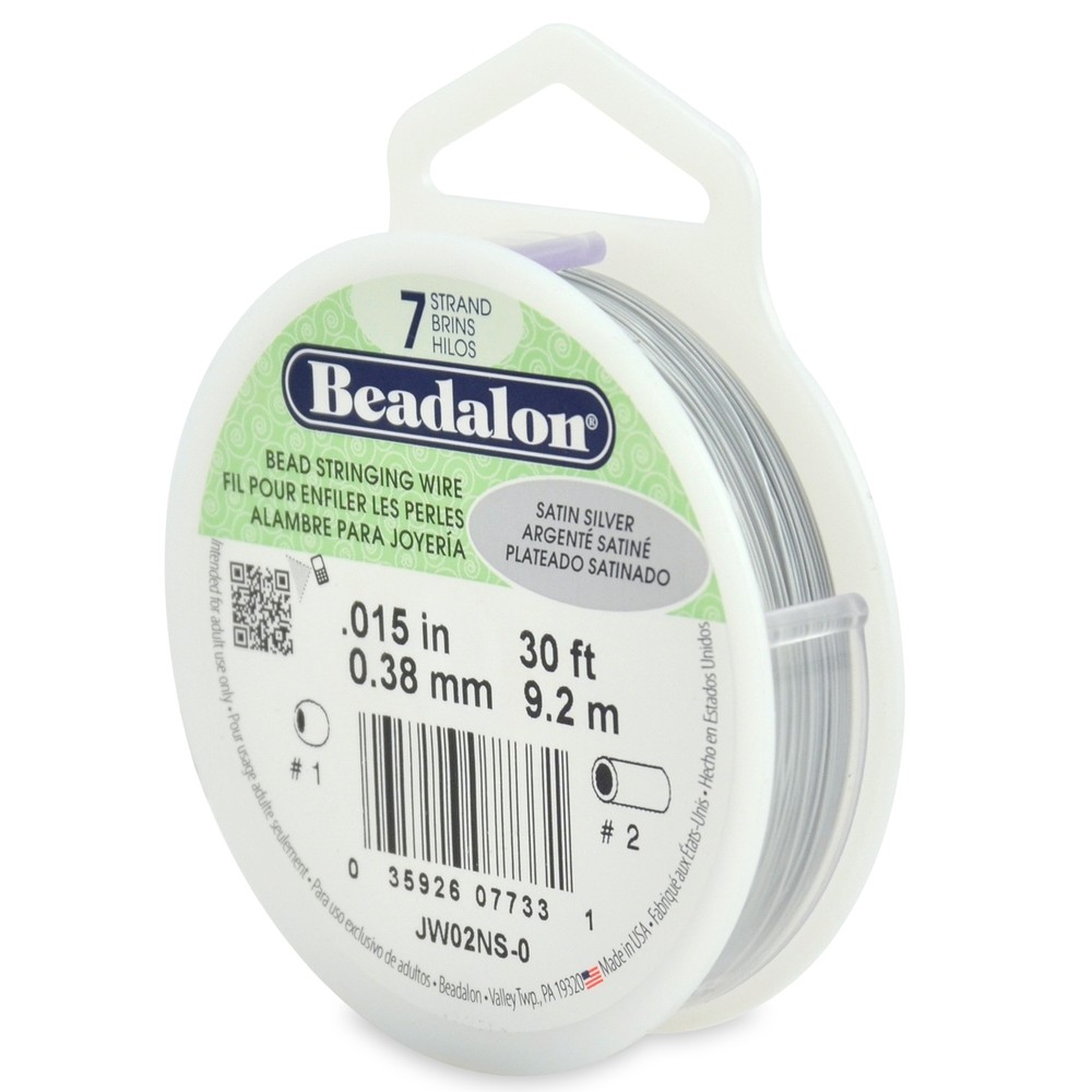 Beadalon Stringing Wire 7-Strand .015"X30'-Satin Silver