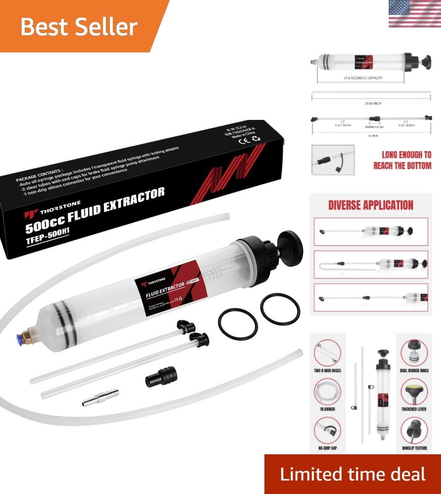 Chemical Resistant Manual Fluid Extractor - 500cc Capacity with Locking Adapter