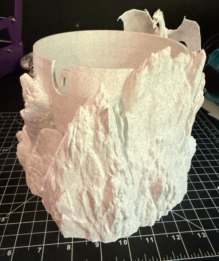 Large Dragon Yarn Bowl 3D Printed PLA Stone