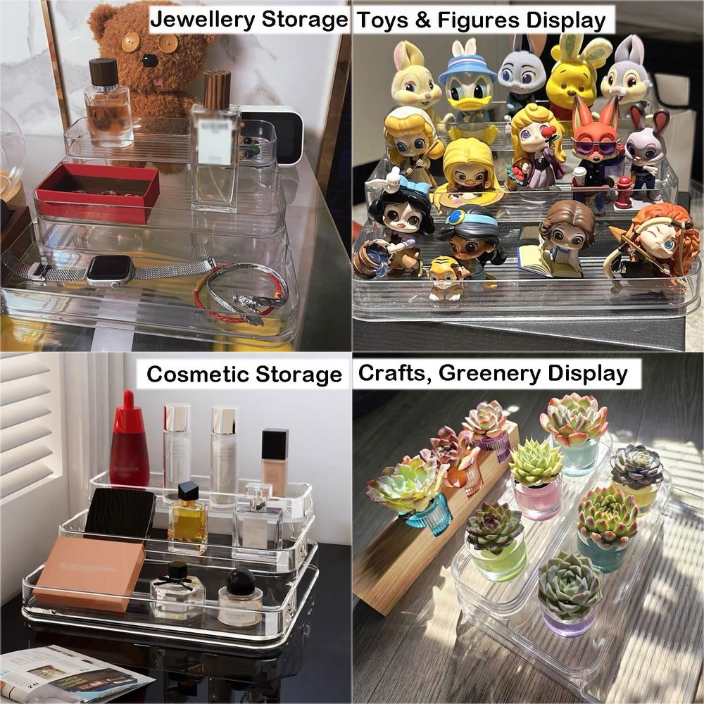 3 Tier Acrylic Display Riser, Clear Perfume 10.3" x 9.6" x 3.9",