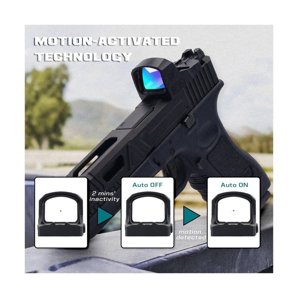 Sirius Micro Reflex Red Dot Sight, 3 MOA Dot Pistol Optic, Shake Awake, Paral...
