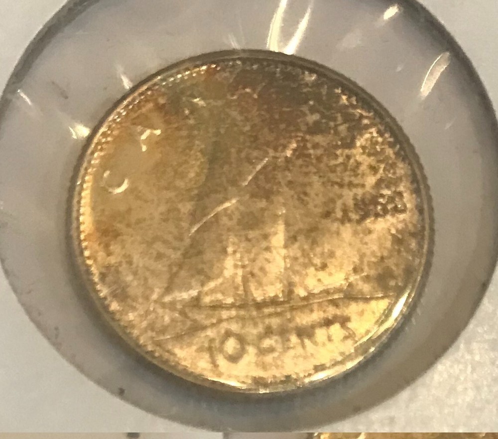 1958 Canada silver 10 cents Nice BU