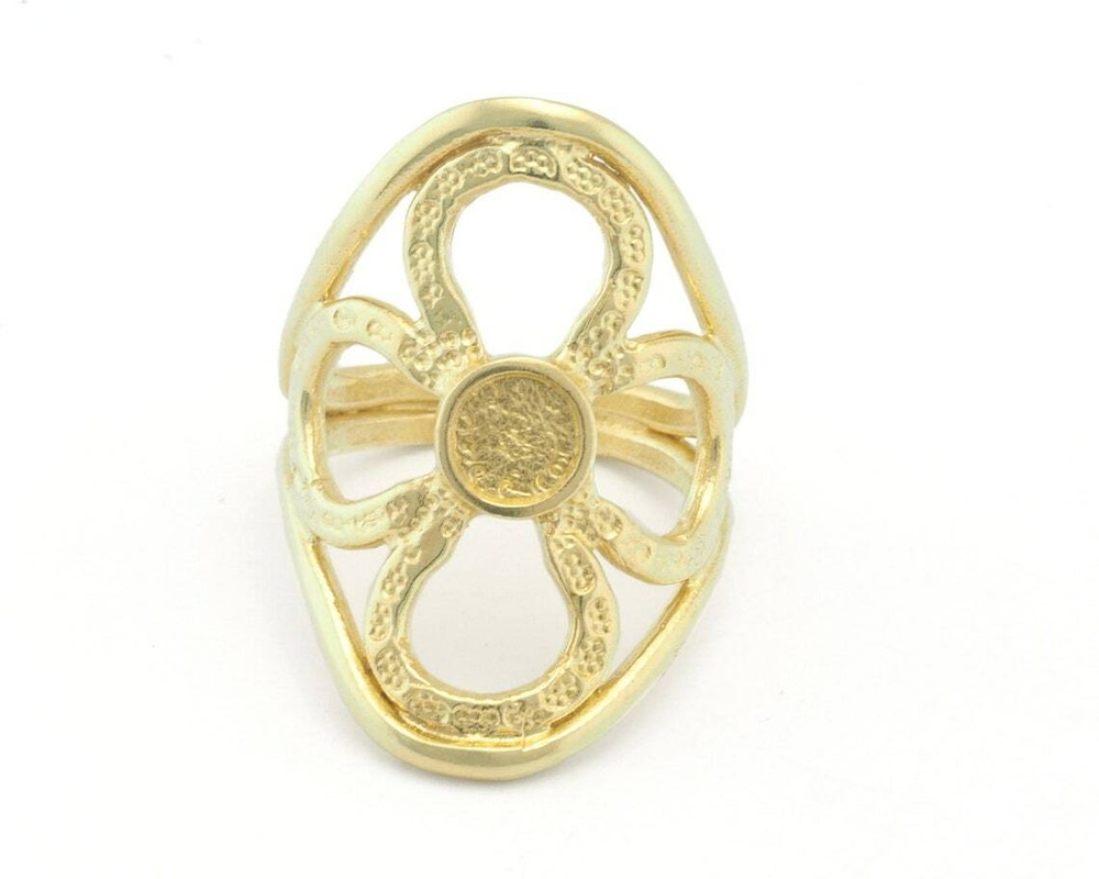 Flower Ring Blank Base Settings - raw brass (7.5US 10US inner size ) 4636