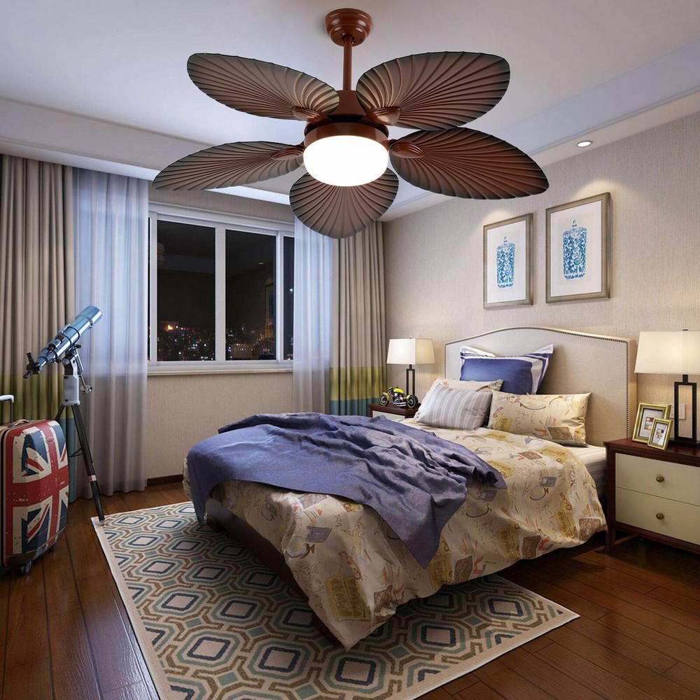 42 inch Tropical Palm Leaf Shape Ceiling Fan with Light Changes W/Remote Control