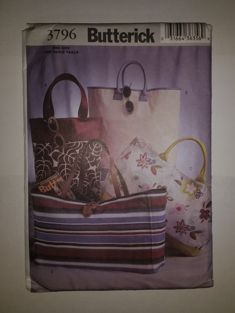 Butterick 3796 Tote Bags Lined