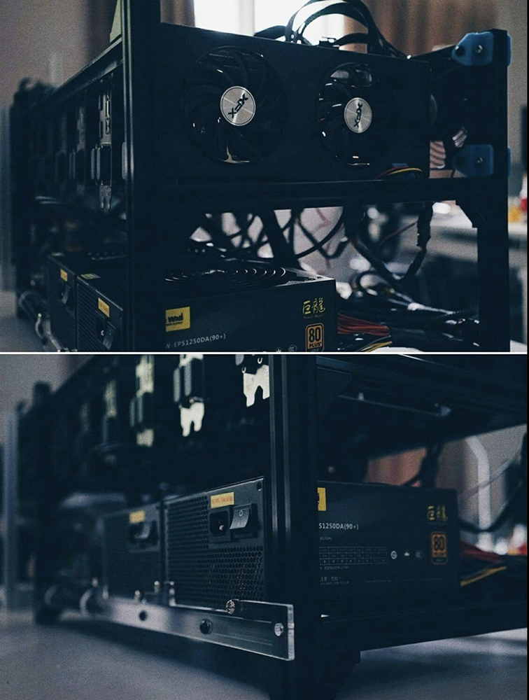 Veddha 6 GPU Miner Case Aluminum Stackable Mining Case Rig Open Air Frame USA!!!