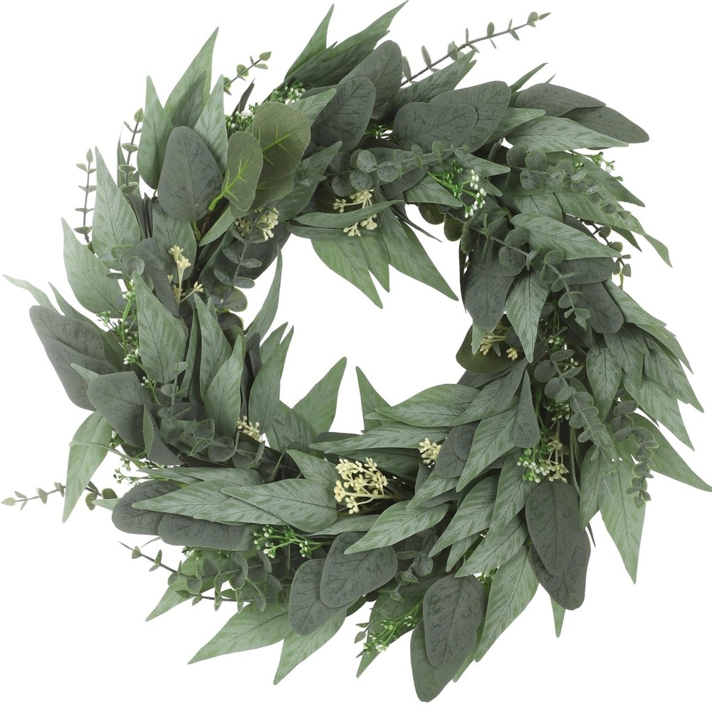26‘’ Eucalyptus Wreath for Front Door, Large Artificial Greenery Wre