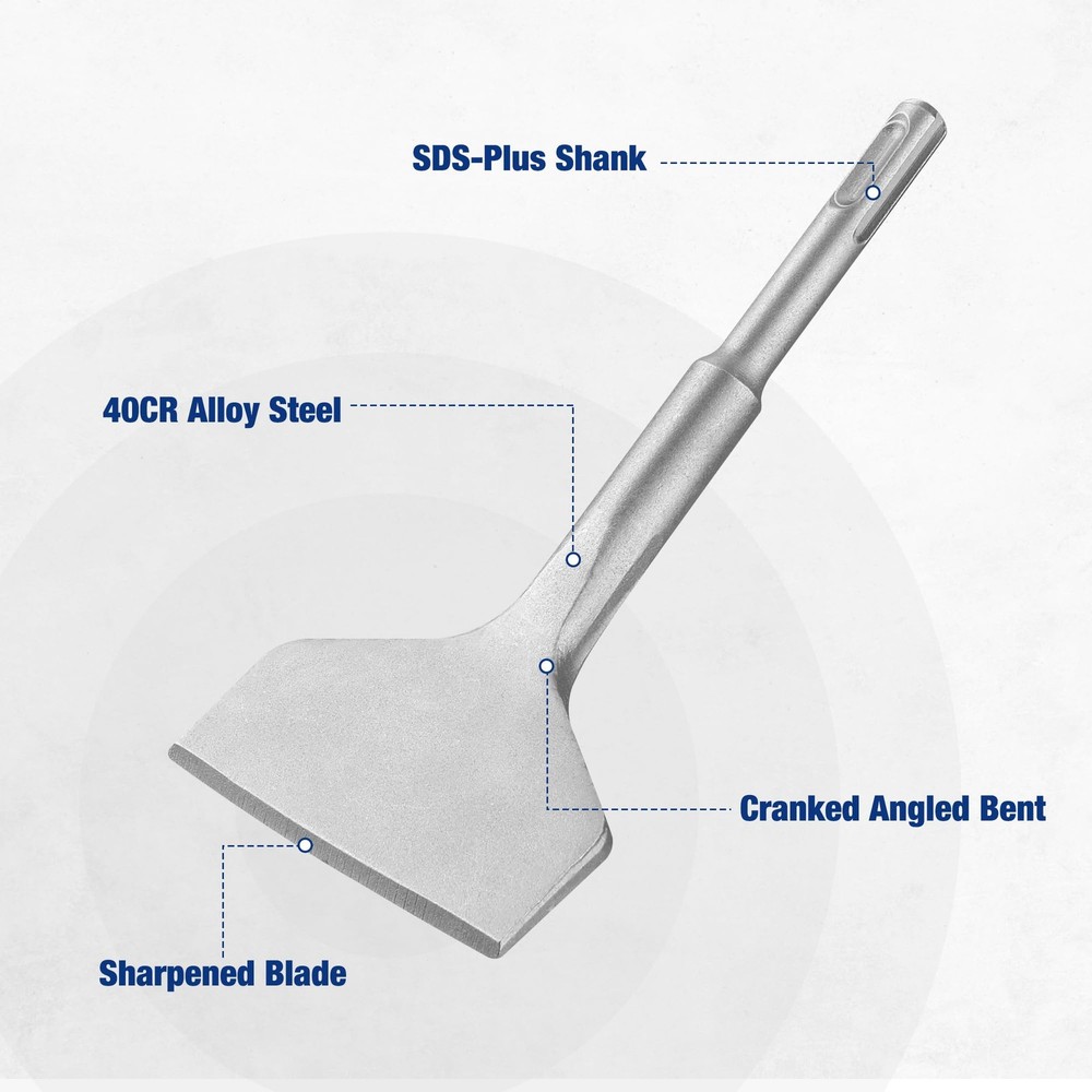 WORKPRO 3-inch SDS Plus Chisel, Cranked Angled Bent Tile Removal Chisel for...
