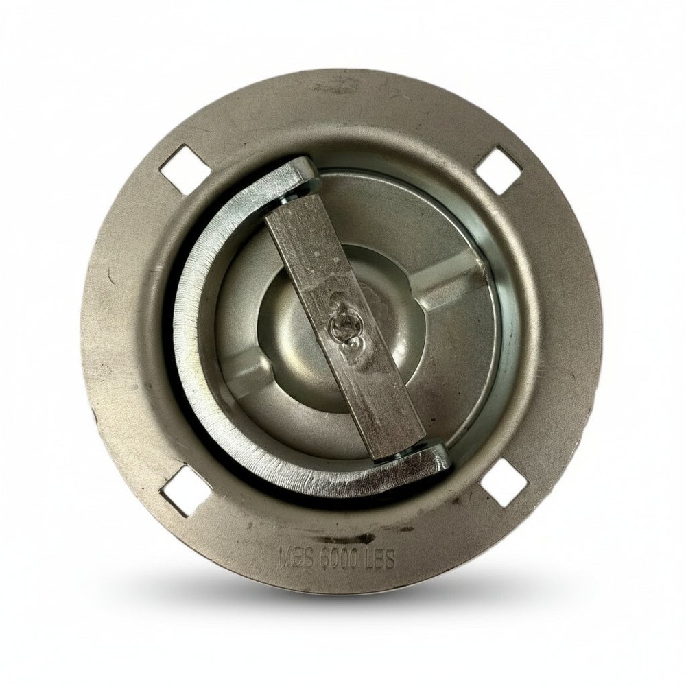 Recessed 360 Swivel 6K Rated  D Ring Tie Down Square Mount Hole Trailer Truck